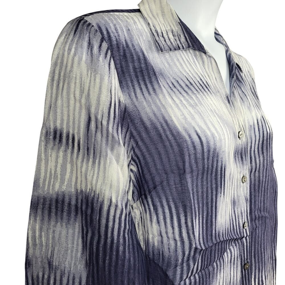 Coldwater Creek X-Large Blue and White Semi-Sheer Linen Tunic or Beach Coverup - Picture 7 of 12